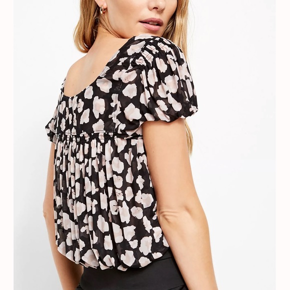 Free People Meg’s leopard print crop top black pink bubble hem mesh size XS - Picture 10 of 12